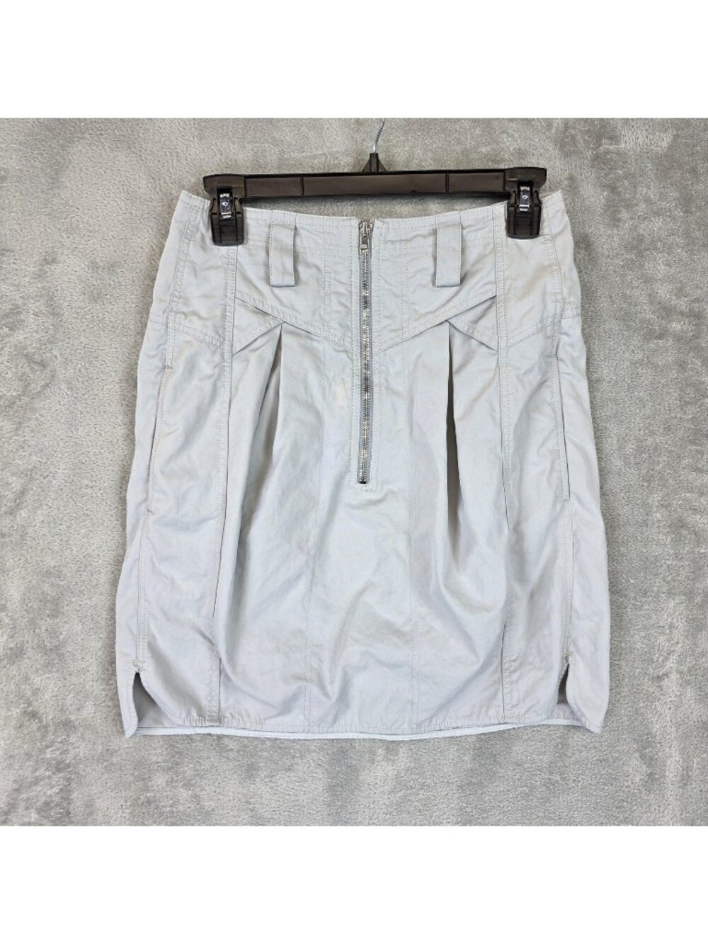 Isabel Marant Skirt Womens 38 (US 6) Gray Twill Tulip Short Zip Front Pleated